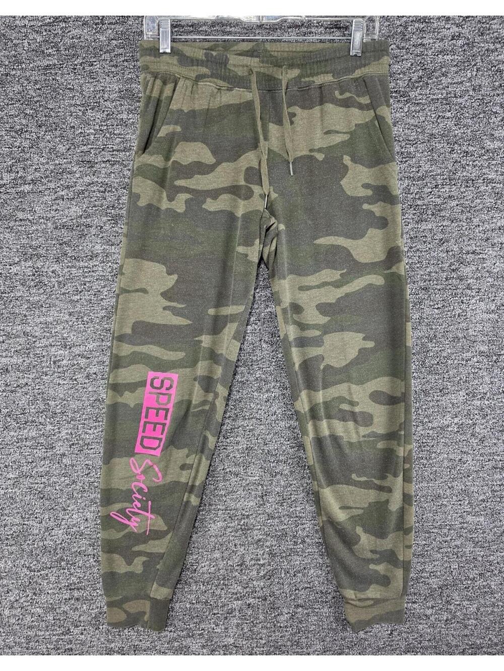 Independent Trading Company Men's Camo Jogger Pants Green Black L Drawstring
